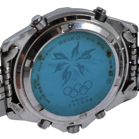 Rare Men's Seiko Chronograph Alarm 1998 Nagono Olympics Yellow Watch 7T32-7C70! - Picture 10 of 11